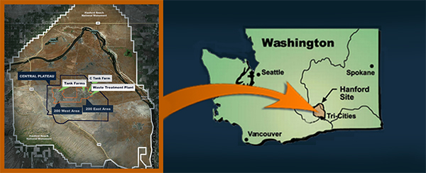 Washington state, Hanford Site map